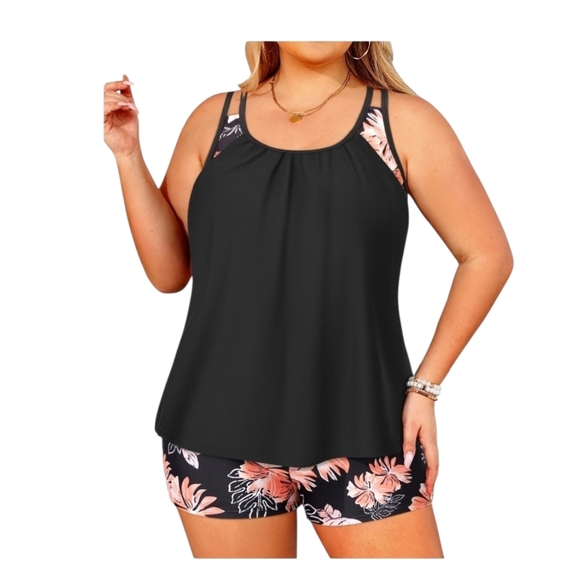 TEMPT ME - 24W Floral Black Two Piece - Picture 5 of 9